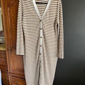 Beige and white striped knit dress XL